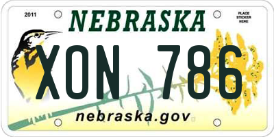 NE license plate XON786