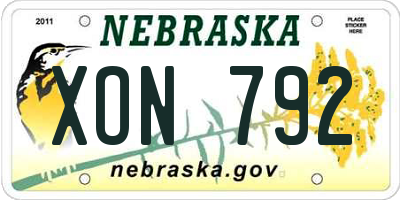 NE license plate XON792