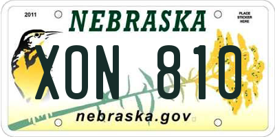 NE license plate XON810