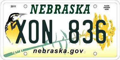 NE license plate XON836