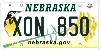 NE license plate XON850