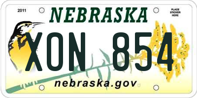 NE license plate XON854