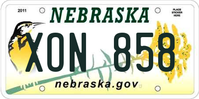 NE license plate XON858