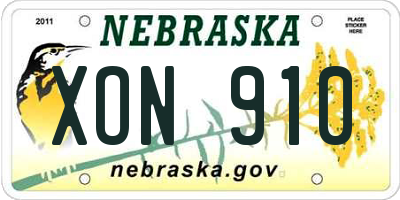 NE license plate XON910