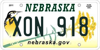 NE license plate XON918