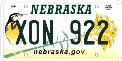 NE license plate XON922