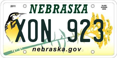NE license plate XON923