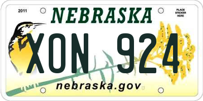 NE license plate XON924