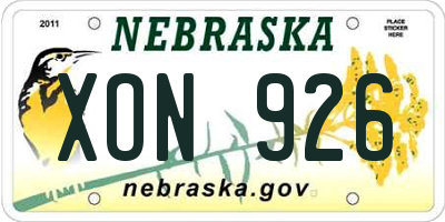 NE license plate XON926