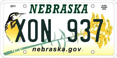 NE license plate XON937