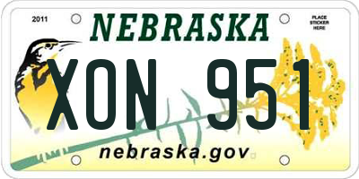 NE license plate XON951