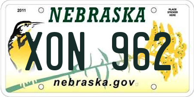 NE license plate XON962