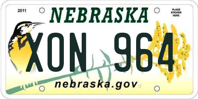 NE license plate XON964