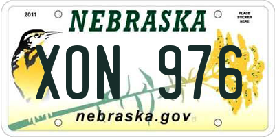 NE license plate XON976
