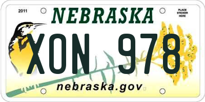 NE license plate XON978