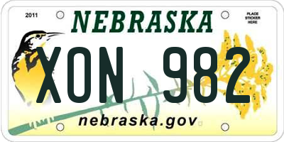 NE license plate XON982