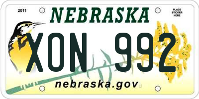 NE license plate XON992