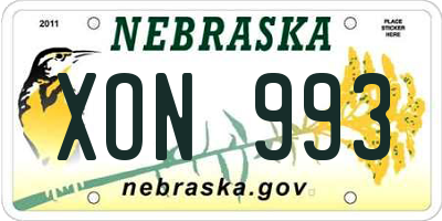 NE license plate XON993