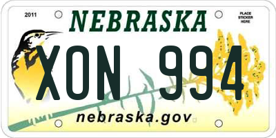 NE license plate XON994