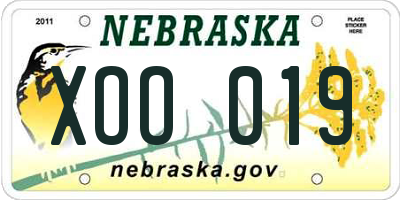 NE license plate XOO019
