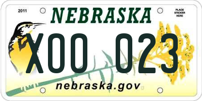 NE license plate XOO023