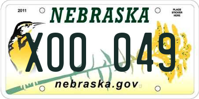 NE license plate XOO049