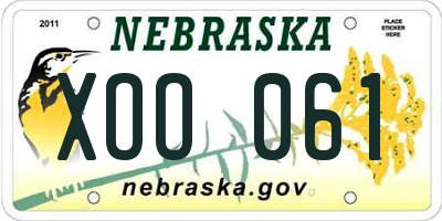 NE license plate XOO061