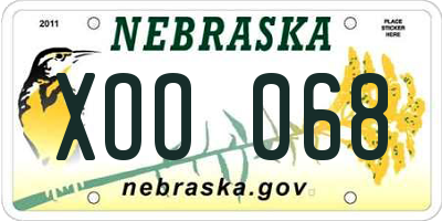 NE license plate XOO068