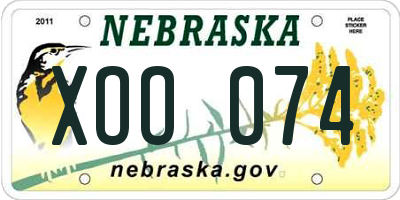 NE license plate XOO074
