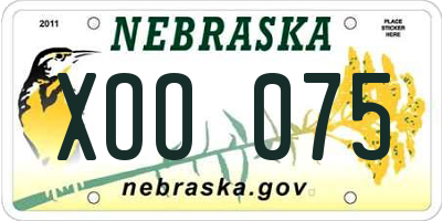 NE license plate XOO075