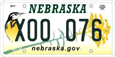 NE license plate XOO076