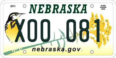 NE license plate XOO081