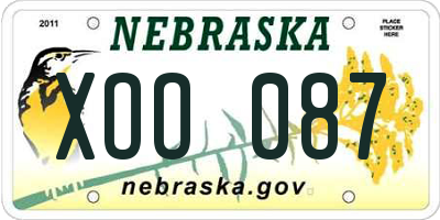 NE license plate XOO087