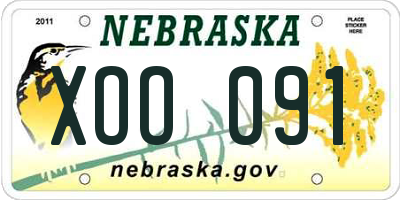 NE license plate XOO091