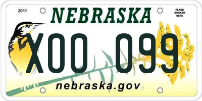 NE license plate XOO099
