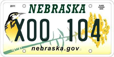 NE license plate XOO104
