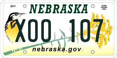 NE license plate XOO107