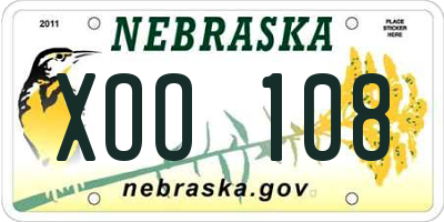 NE license plate XOO108