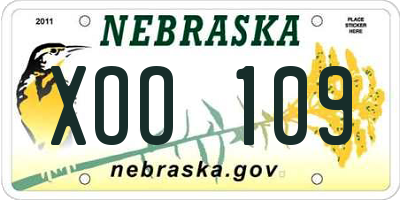 NE license plate XOO109