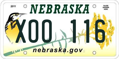 NE license plate XOO116