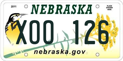 NE license plate XOO126