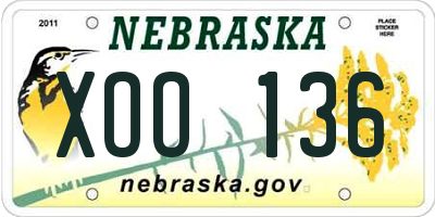 NE license plate XOO136