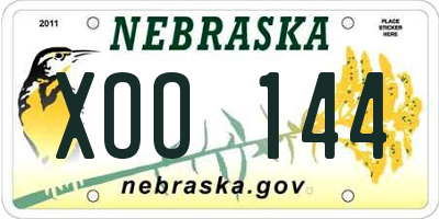 NE license plate XOO144