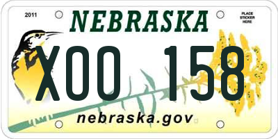 NE license plate XOO158