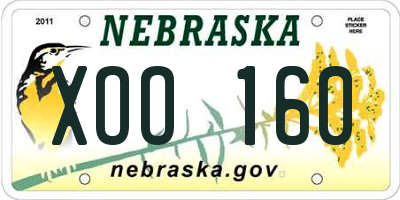 NE license plate XOO160