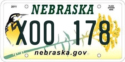 NE license plate XOO178