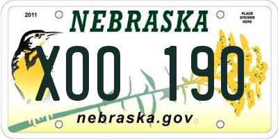 NE license plate XOO190