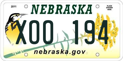NE license plate XOO194