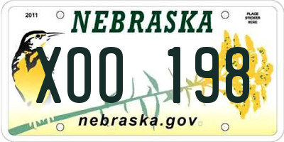 NE license plate XOO198