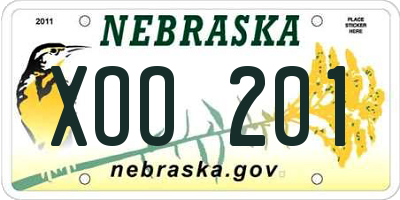 NE license plate XOO201